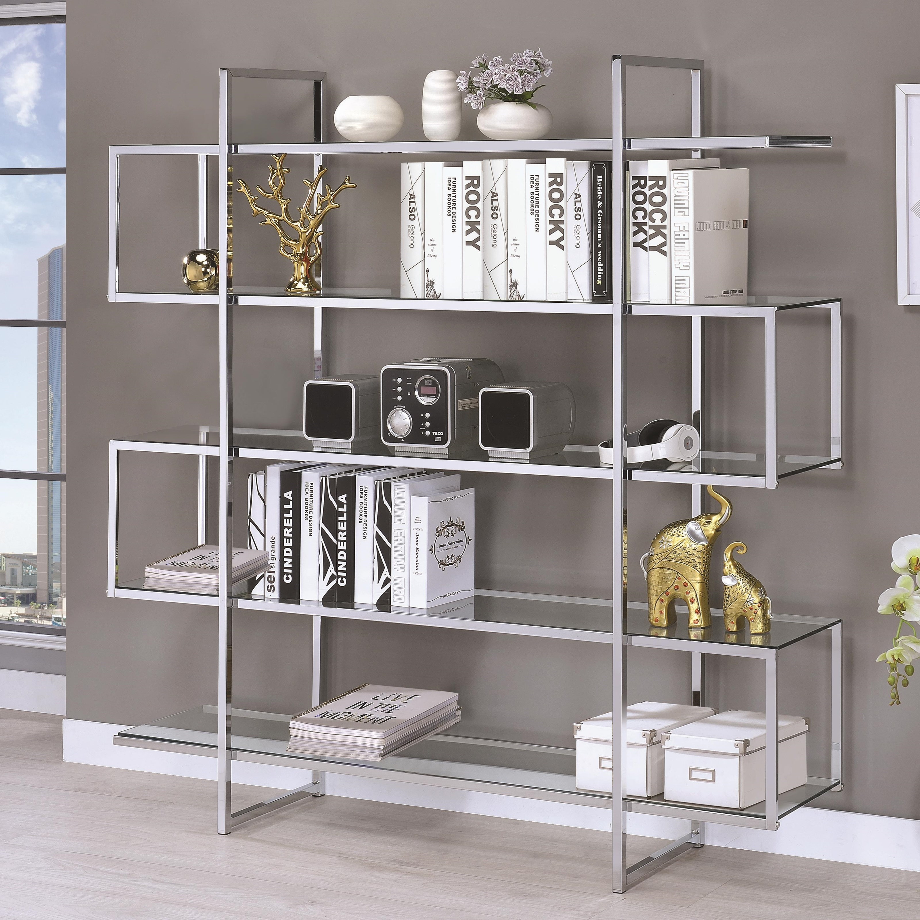Coaster furniture 800279 corner bookshelf in dark cappuccino finish top